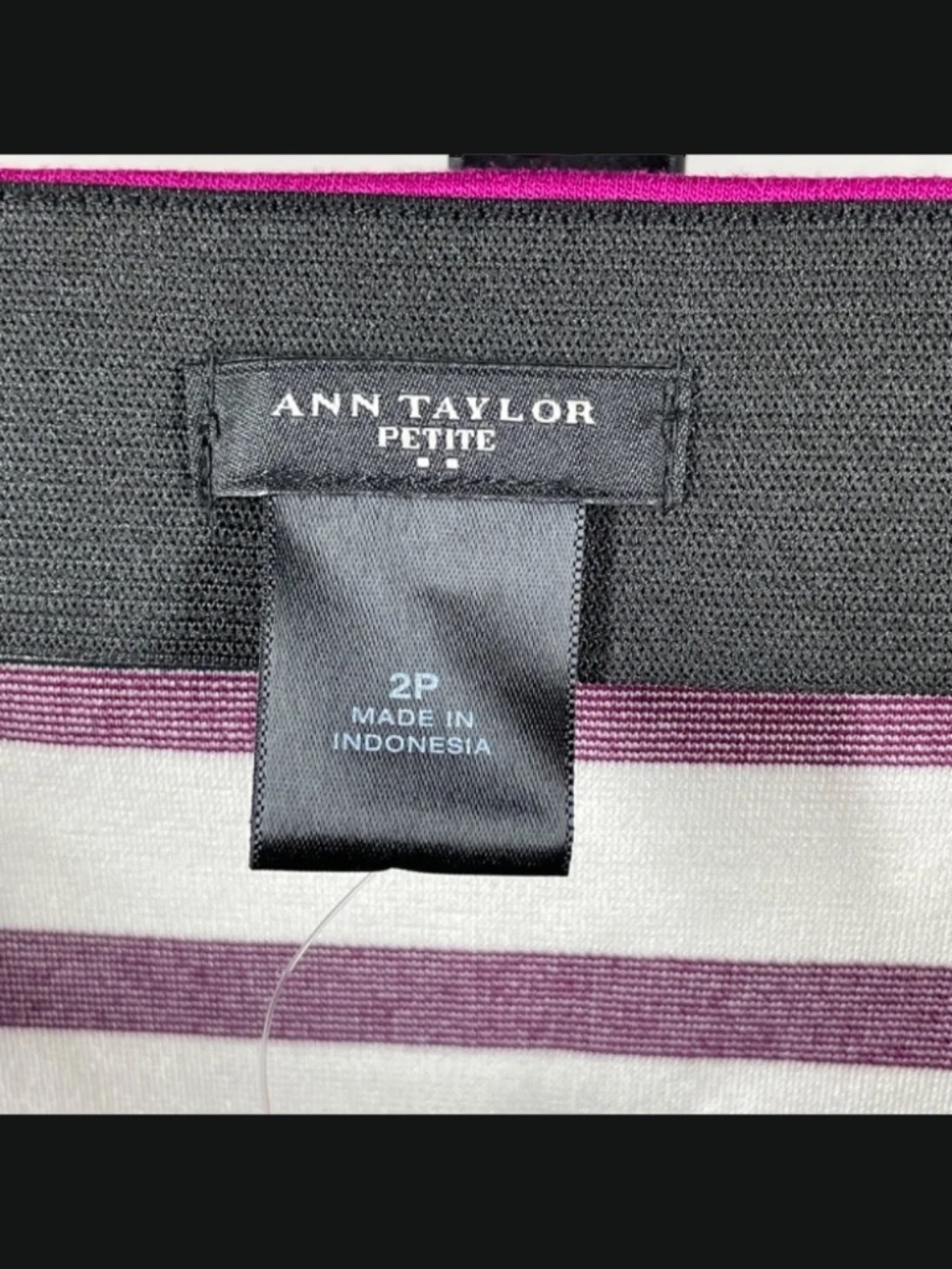 NEW Ann Taylor Skirt Womens 2 petite purple pink stripe pencil preppy classic - Picture 2 of 7